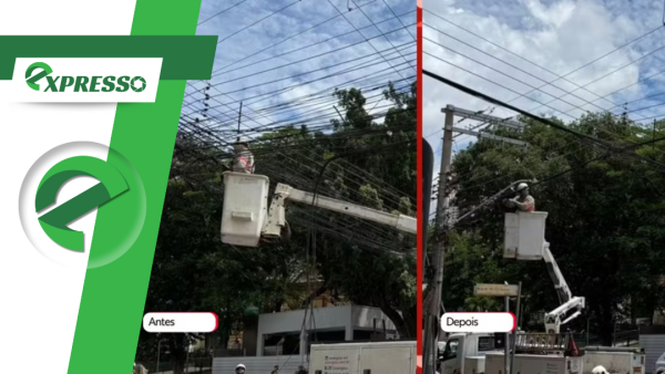 Operação deve retirar mais de duas toneladas de fios irregulares de postes em Cuiabá